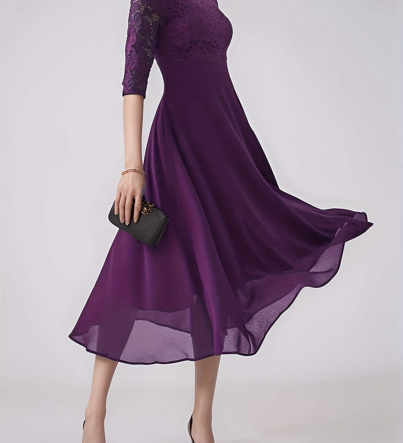 Clara – Rochie de Seară Bleumarin cu Dantelă