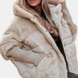 Gabriela – Jachetă Puffer cu Glugă și Patchwork