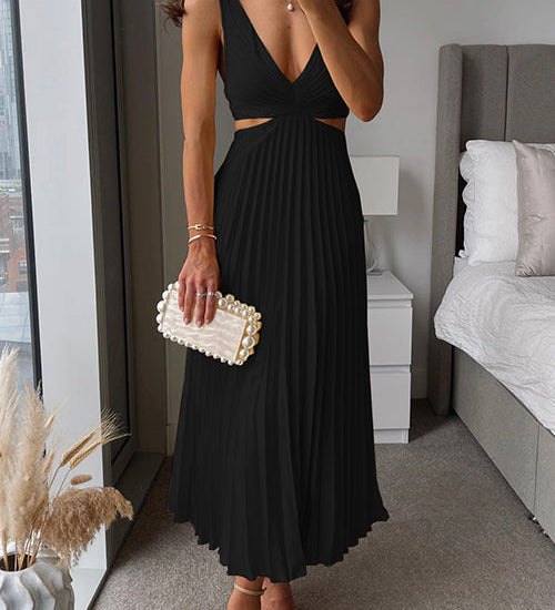 Dorina – Rochie Midi Plisată cu Linie Clasică