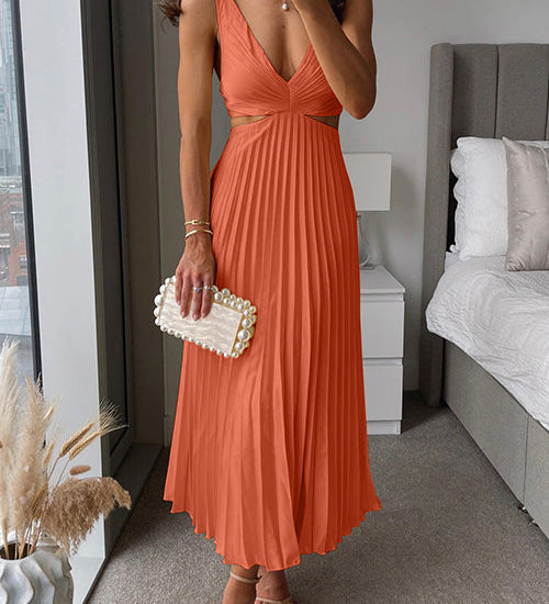 Dorina – Rochie Midi Plisată cu Linie Clasică