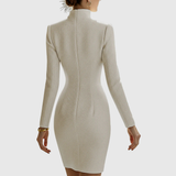 Catrina – Rochie Scurtă cu Guler Înalt și Fermoar