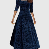 Nicoleta – Rochie Midi Florală din Catifea