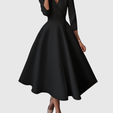 Ruxandra – Rochie Midi cu Talie Înaltă și Mâneci Bufante