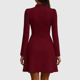 Zoe – Rochie Evazată cu Nasturi Aurii