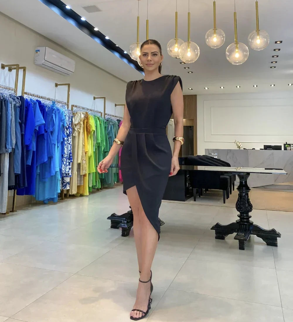 Britty – Rochie Cocktail cu Tiv în Formă de Lalea