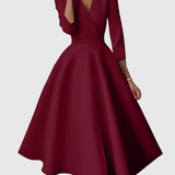 Ruxandra – Rochie Midi cu Talie Înaltă și Mâneci Bufante
