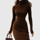 Valeria – Rochie Mulată cu Guler Înalt