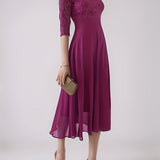 Clara – Rochie de Seară Bleumarin cu Dantelă