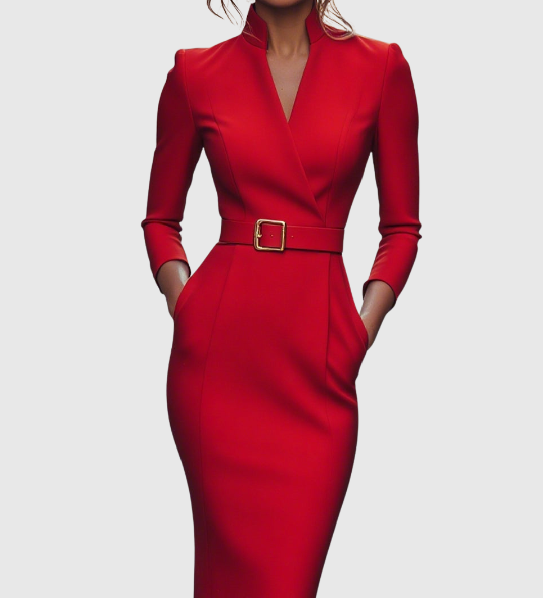 Felicia – Rochie Midi Tip Creion cu Curea