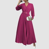 Florentina – Rochie Lungă Plisată cu Curea