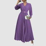 Florentina – Rochie Lungă Plisată cu Curea