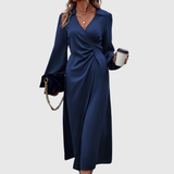 Justina – Rochie Midi cu Detaliu Răsucit