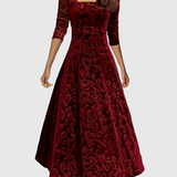 Nicoleta – Rochie Midi Florală din Catifea