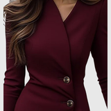 Antonia – Rochie Midi Bordo Petrecută cu Nasturi