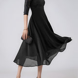Clara – Rochie de Seară Bleumarin cu Dantelă