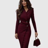 Antonia – Rochie Midi Bordo Petrecută cu Nasturi