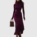 Valeria – Rochie Mulată cu Guler Înalt