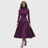 Otilia – Rochie Evazată cu Guler Înalt și Mâneci Lungi