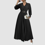 Florentina – Rochie Lungă Plisată cu Curea