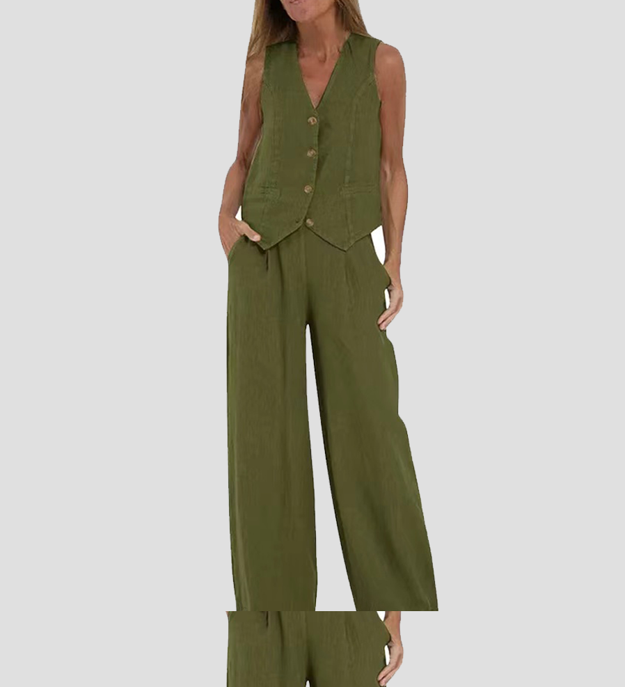 Ana – Set Cu Vesta Si Pantaloni Largi