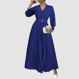 Florentina – Rochie Lungă Plisată cu Curea