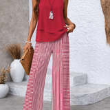 Adriana – Compleu Chic Estival În Dungi Roșii