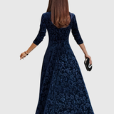 Nicoleta – Rochie Midi Florală din Catifea