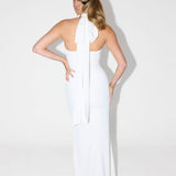 Clarisa – Rochie Maxi Halter cu Croială Sculpturală