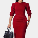 Ecaterina – Rochie Midi cu Volan la Talie
