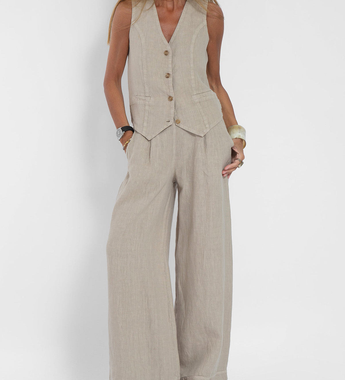 Ana – Set Cu Vesta Si Pantaloni Largi