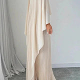 Amalia – Rochie Maxi Plisată cu Mâneci Tip Batwing