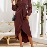 Catia – Rochie Lungă cu Decolteu în V și Talie