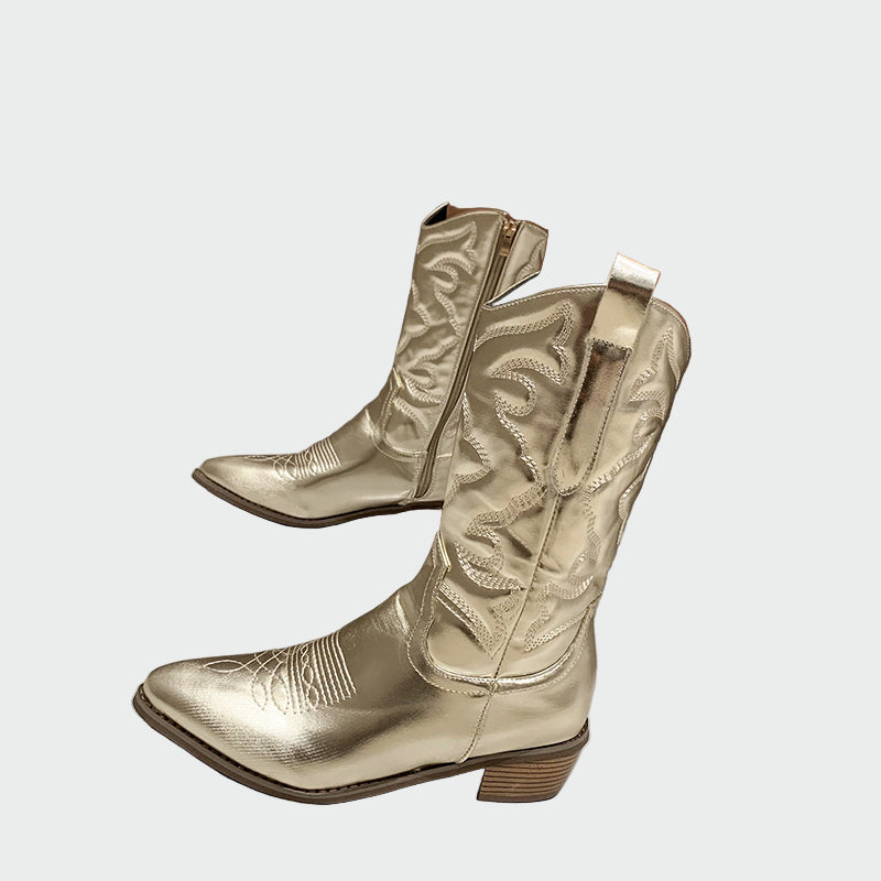 Cizme cowboy metalic