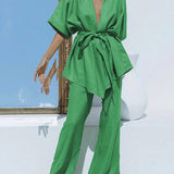 Set de pantaloni cu design oversized, legat în talie