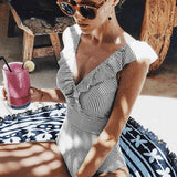 Iustina – Costum de baie elegant de vară cu dungi