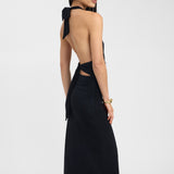 Estera – Rochie Maxi cu Bretele Halter și Decolteu în V