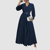 Florentina – Rochie Lungă Plisată cu Curea
