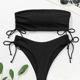 Constanța – Set bikini bandeau cu fundițe laterale