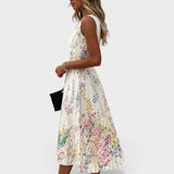 Tatiana - Rochie Midi Florala fara Maneci
