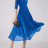 Clara – Rochie de Seară Bleumarin cu Dantelă