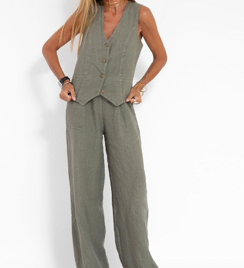Ana – Set Cu Vesta Si Pantaloni Largi