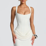 Corina – Rochie Maxi cu Decolteu Pătrat