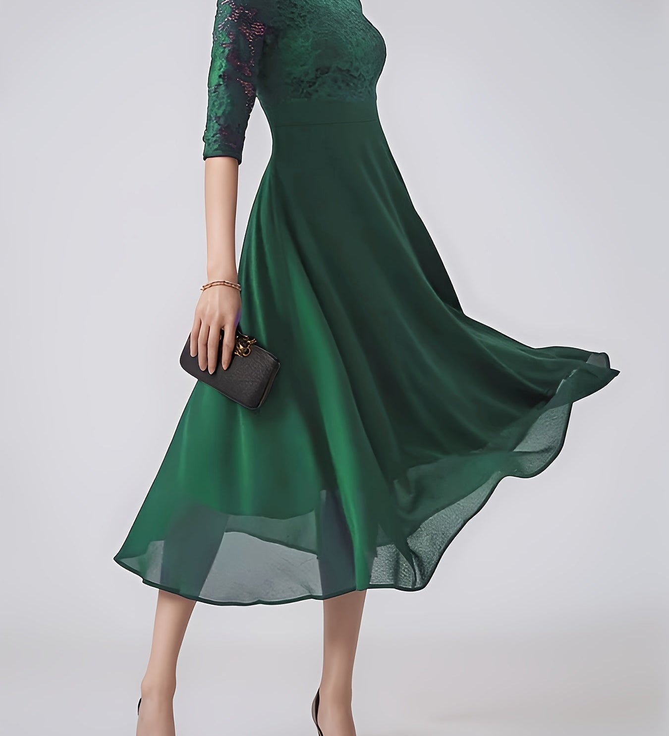 Clara – Rochie de Seară Bleumarin cu Dantelă