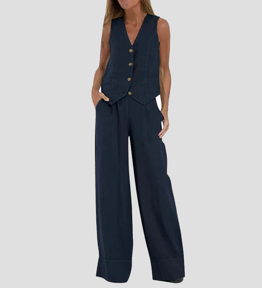 Ana – Set Cu Vesta Si Pantaloni Largi
