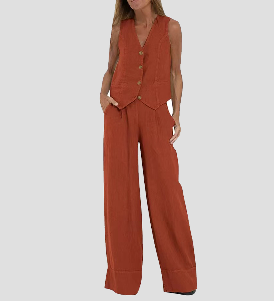 Ana – Set Cu Vesta Si Pantaloni Largi