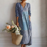 Steliana – Rochie Artistică cu Dungi Verticale și Croială Lejeră